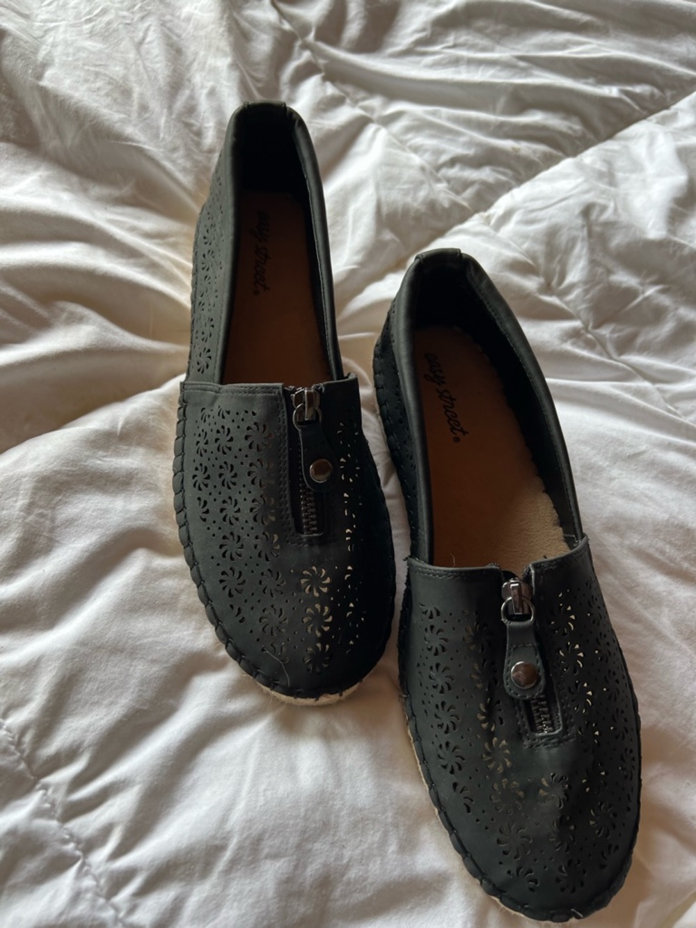 easy street Black Perforated Slip-On Loafer